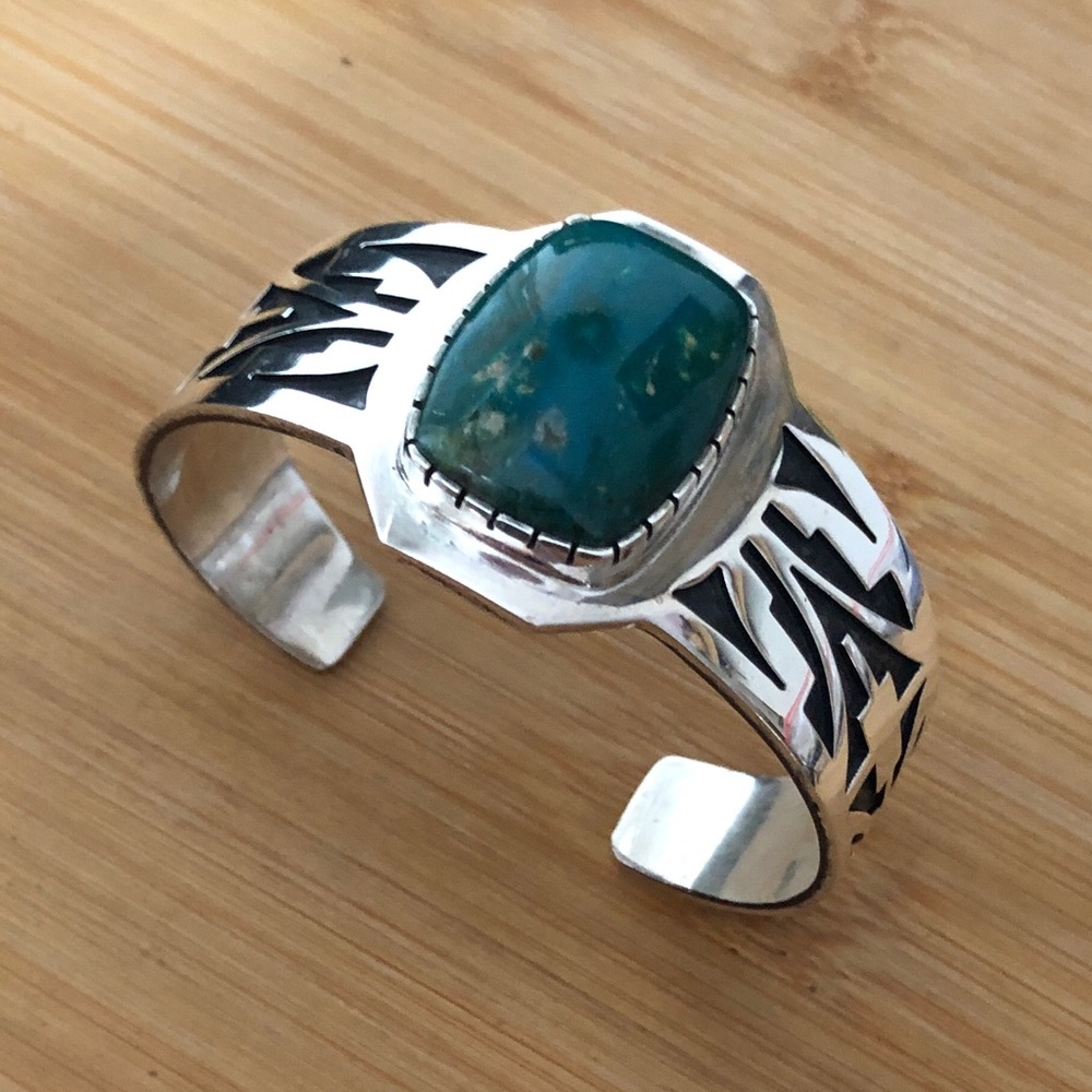 $645 Rare Signed Estate Designer Navajo Cuff  Sterling Signed   L.B.H. STERLING - Picture 6 of 9